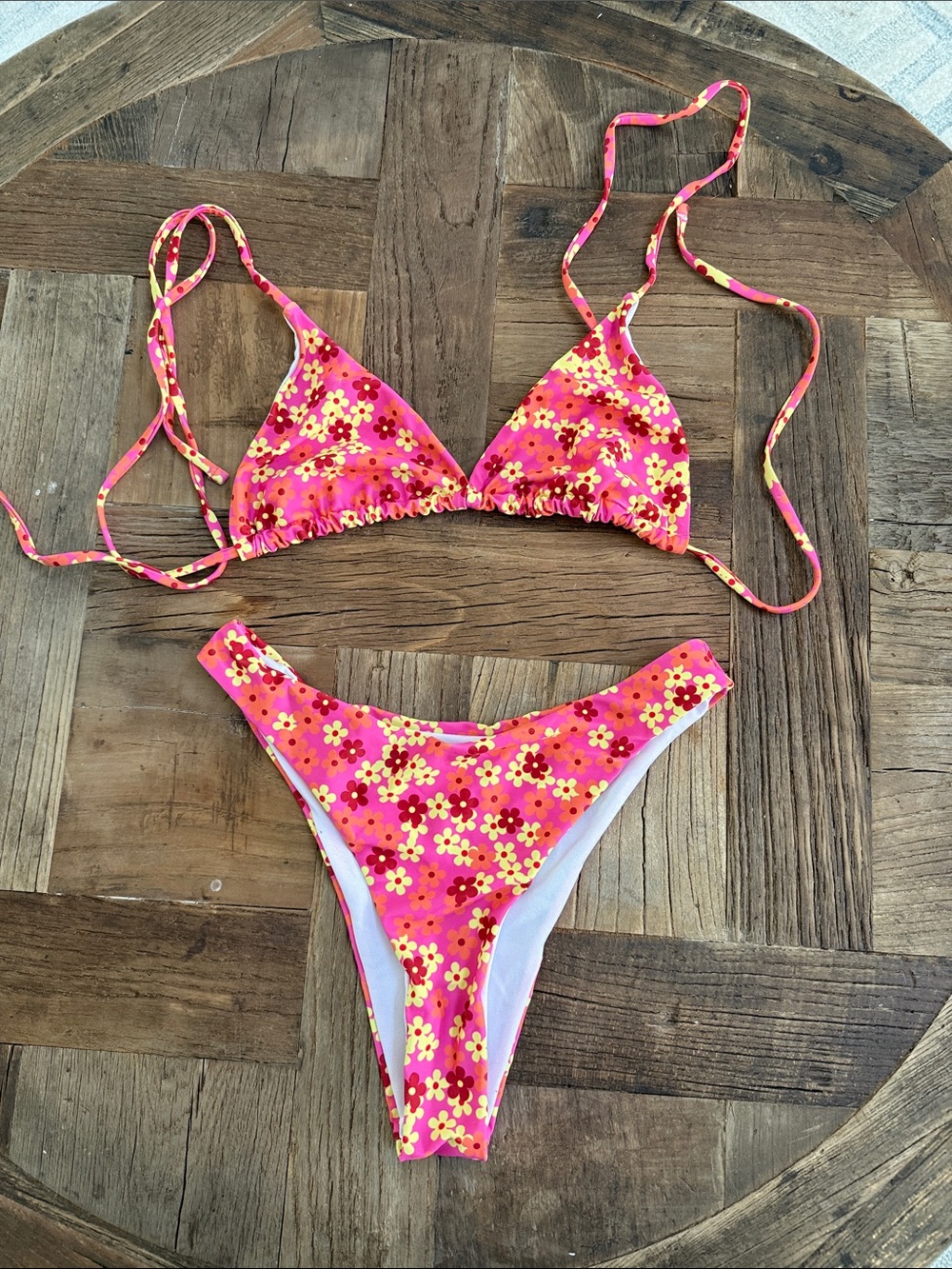 Kids Pink Floral Two-Piece Swim Set